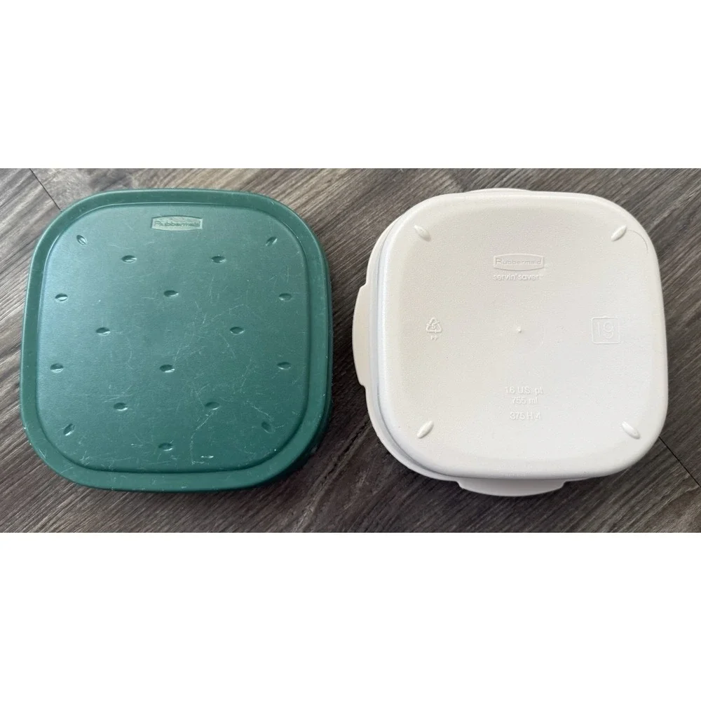 Vintage Rubbermaid Servin Saver 755ml Square Container Lid 1980s Food Storage